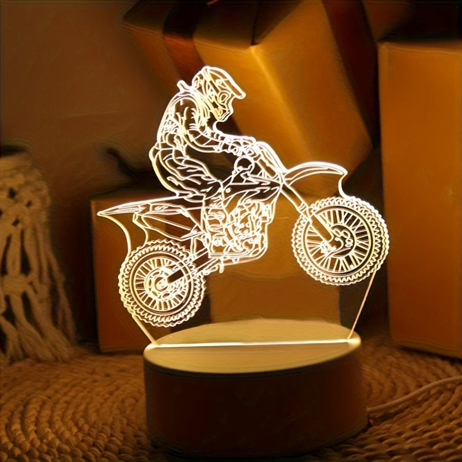 3D Motocross LED Night Light USB Powered Decor Lamp