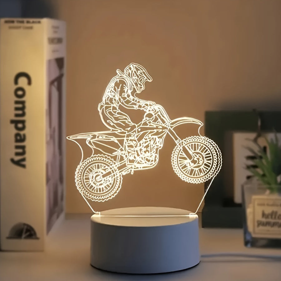 3D Motocross LED Night Light USB Powered Decor Lamp