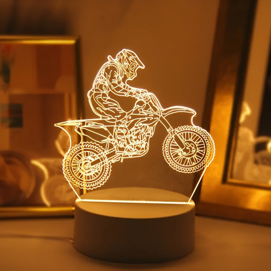 3D Motocross LED Night Light USB Powered Decor Lamp