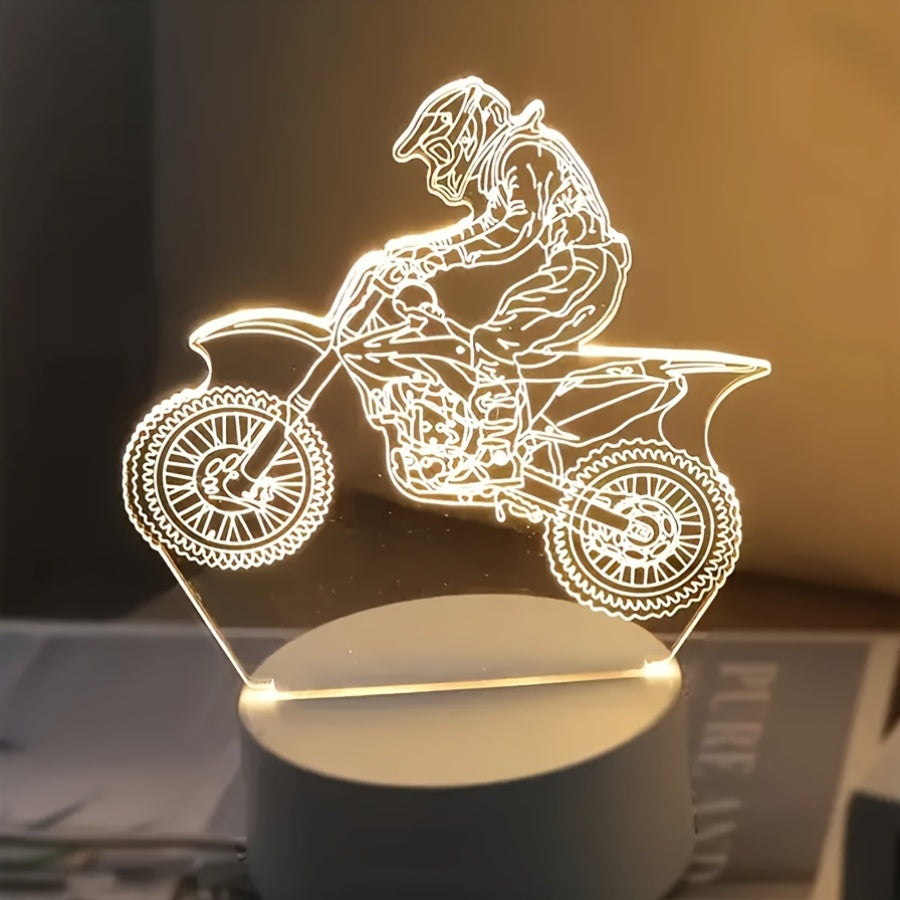 3D Motocross LED Night Light USB Powered Decor Lamp