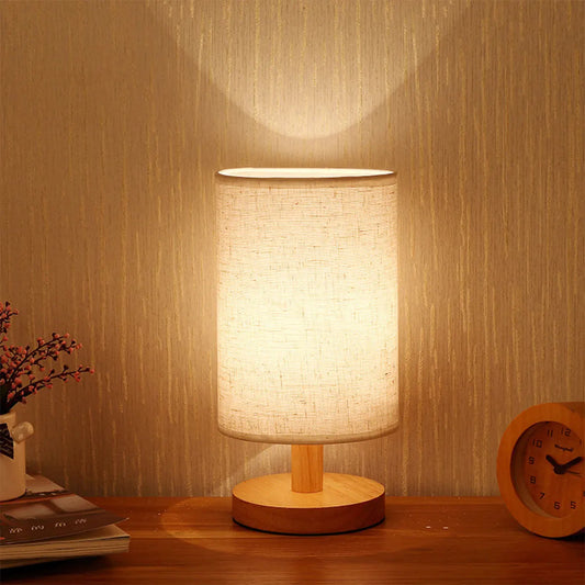 Wooden Bedside Lamp with USB Charging - Modern Night Light for Bedroom