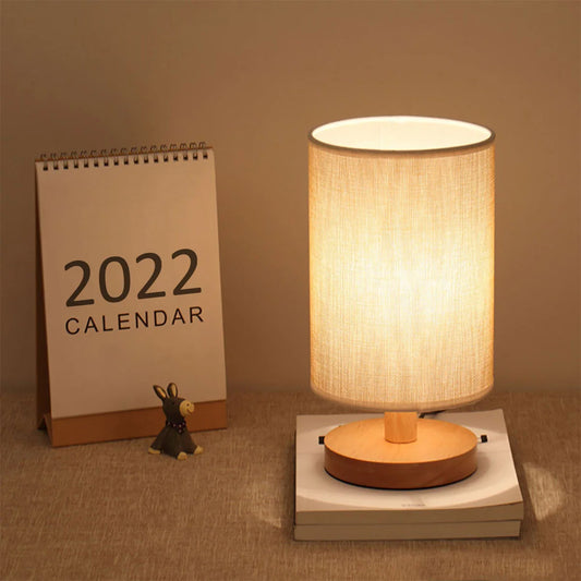 Wooden Bedside Lamp with USB Charging - Modern Night Light for Bedroom