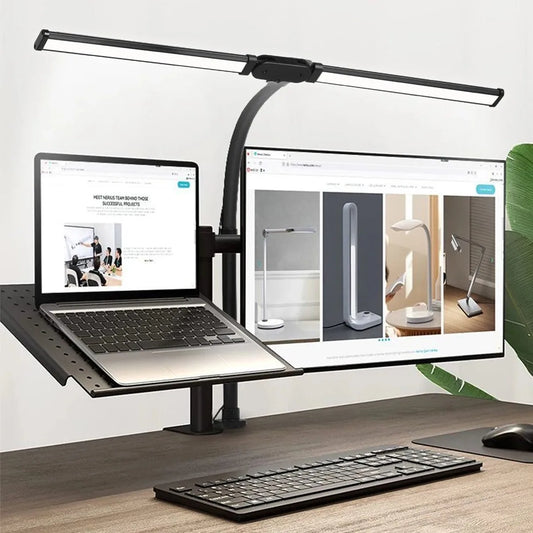 Dimmable LED Clip-On Desk Lamp - Dual Head Computer Table Light