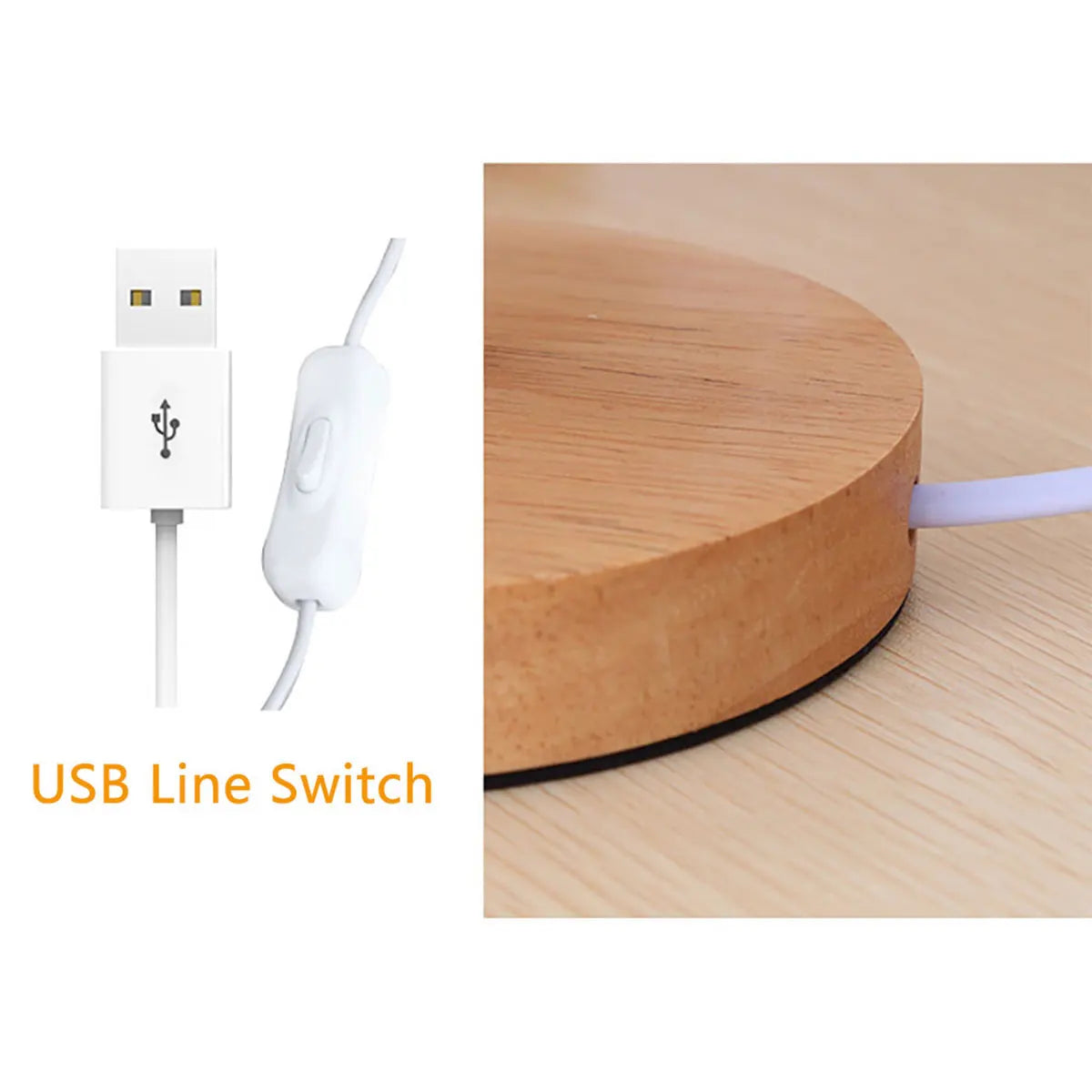 Wooden Bedside Lamp with USB Charging - Modern Night Light for Bedroom