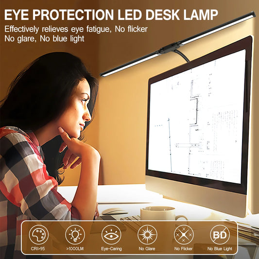 Dimmable LED Clip-On Desk Lamp - Dual Head Computer Table Light