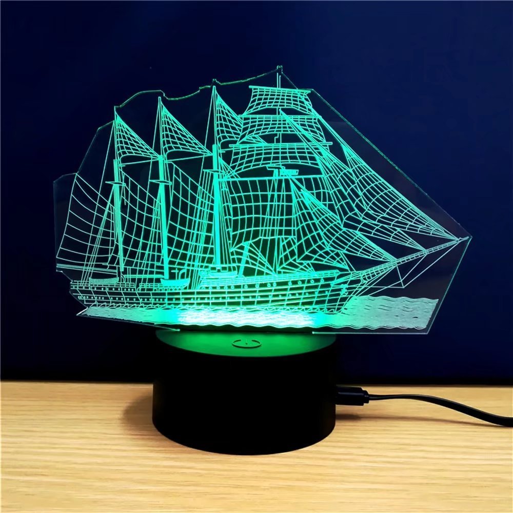 Vibrant 3D Sailboat Model Lamp - Illuminate Your Space with Style