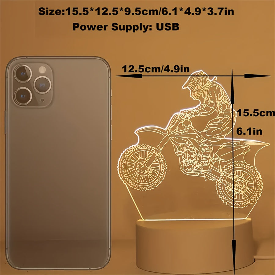 3D Motocross LED Night Light USB Powered Decor Lamp