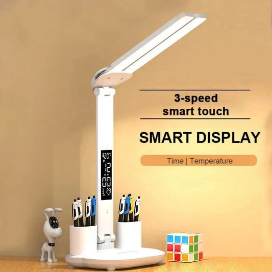 LED Digital Clock Table Lamp with USB Charging - Touch Control Desk Light