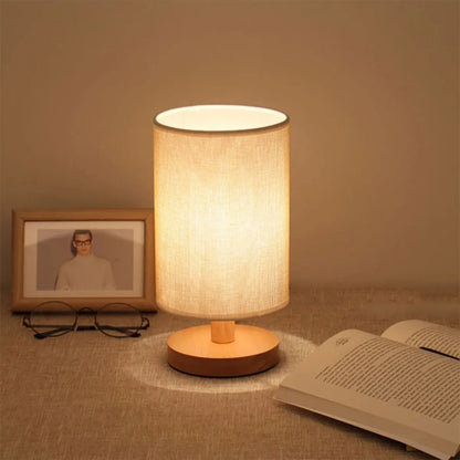 Wooden Bedside Lamp with USB Charging - Modern Night Light for Bedroom