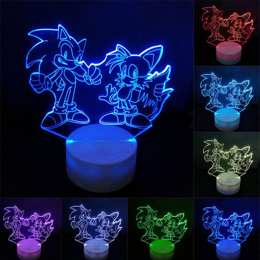 Sonic Action Figure 3D Table Lamp | LED Changing Anime The Hedgehog