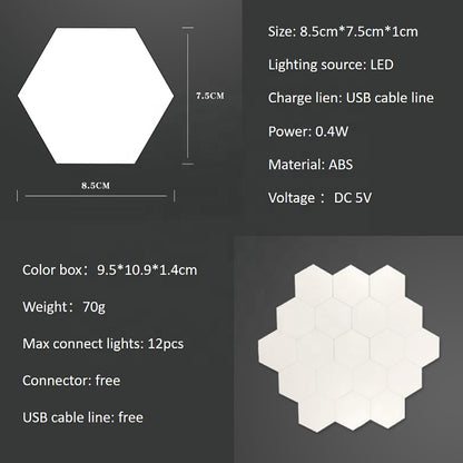 Lámpara hexagonal táctil para decoración de pared 